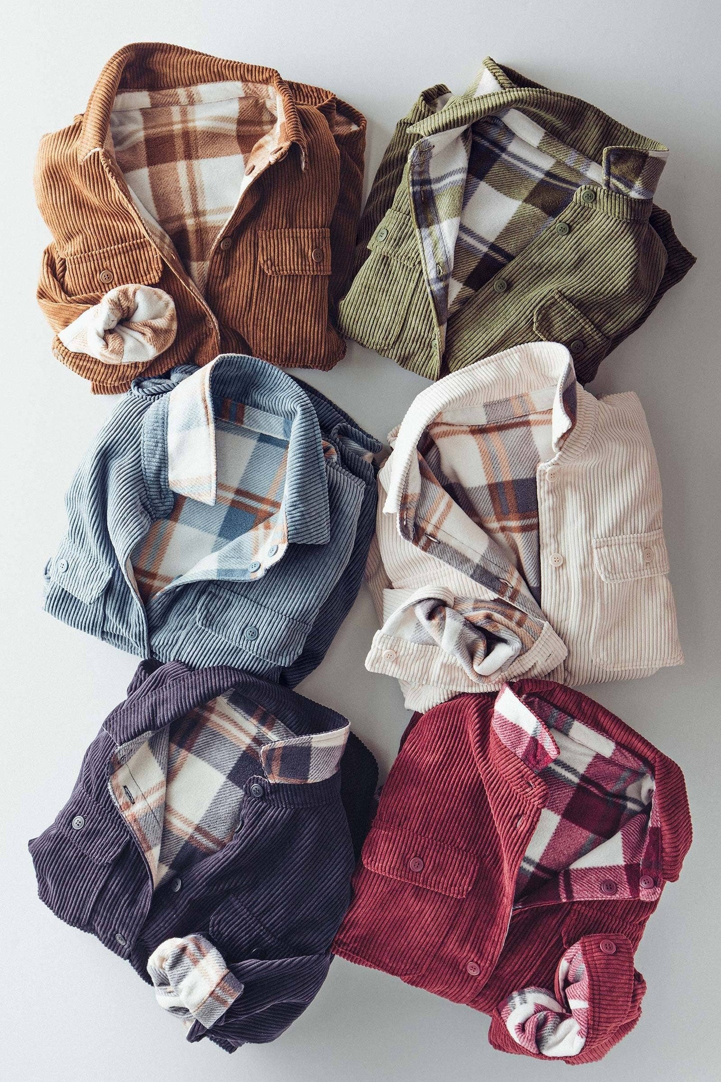 Burgundy Plaid Corduroy Flannel Shacket