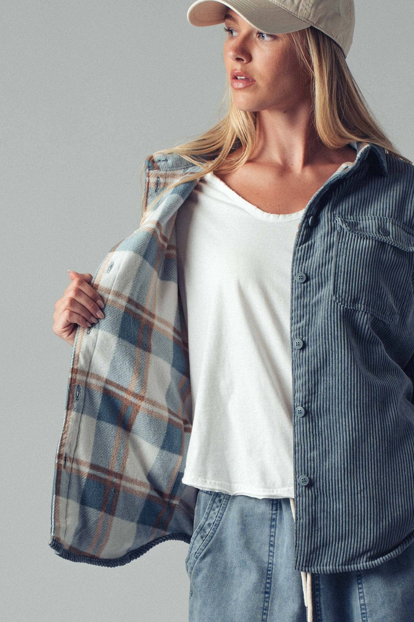 Burgundy Plaid Corduroy Flannel Shacket