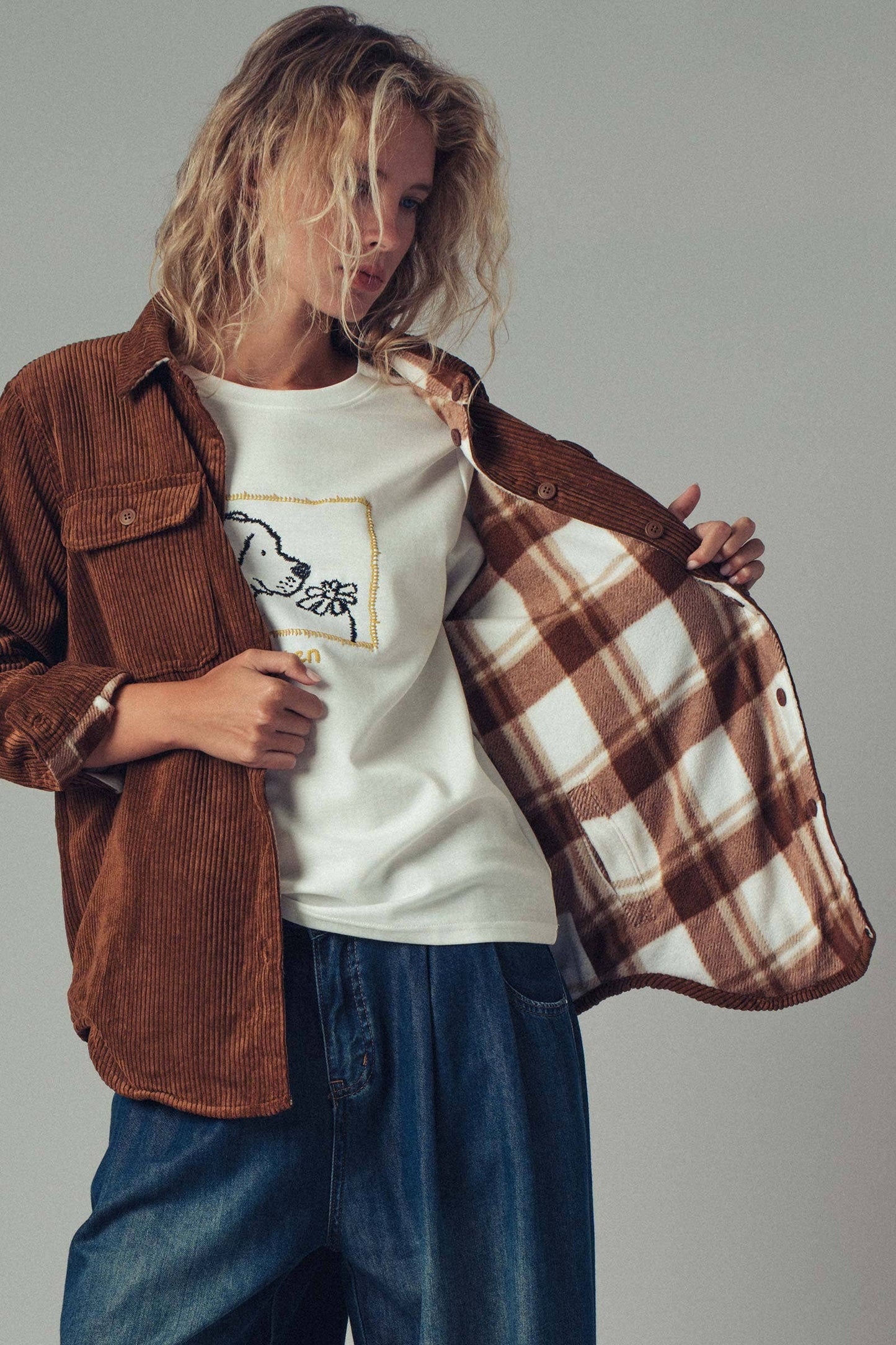 Burgundy Plaid Corduroy Flannel Shacket