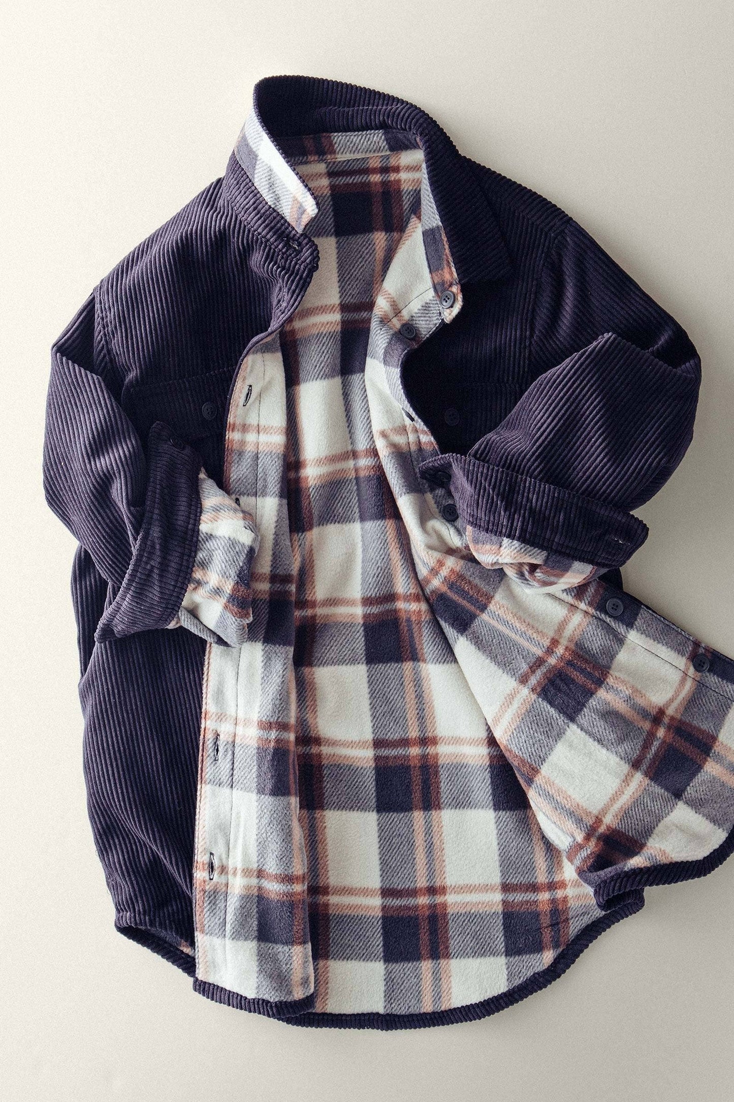 Burgundy Plaid Corduroy Flannel Shacket