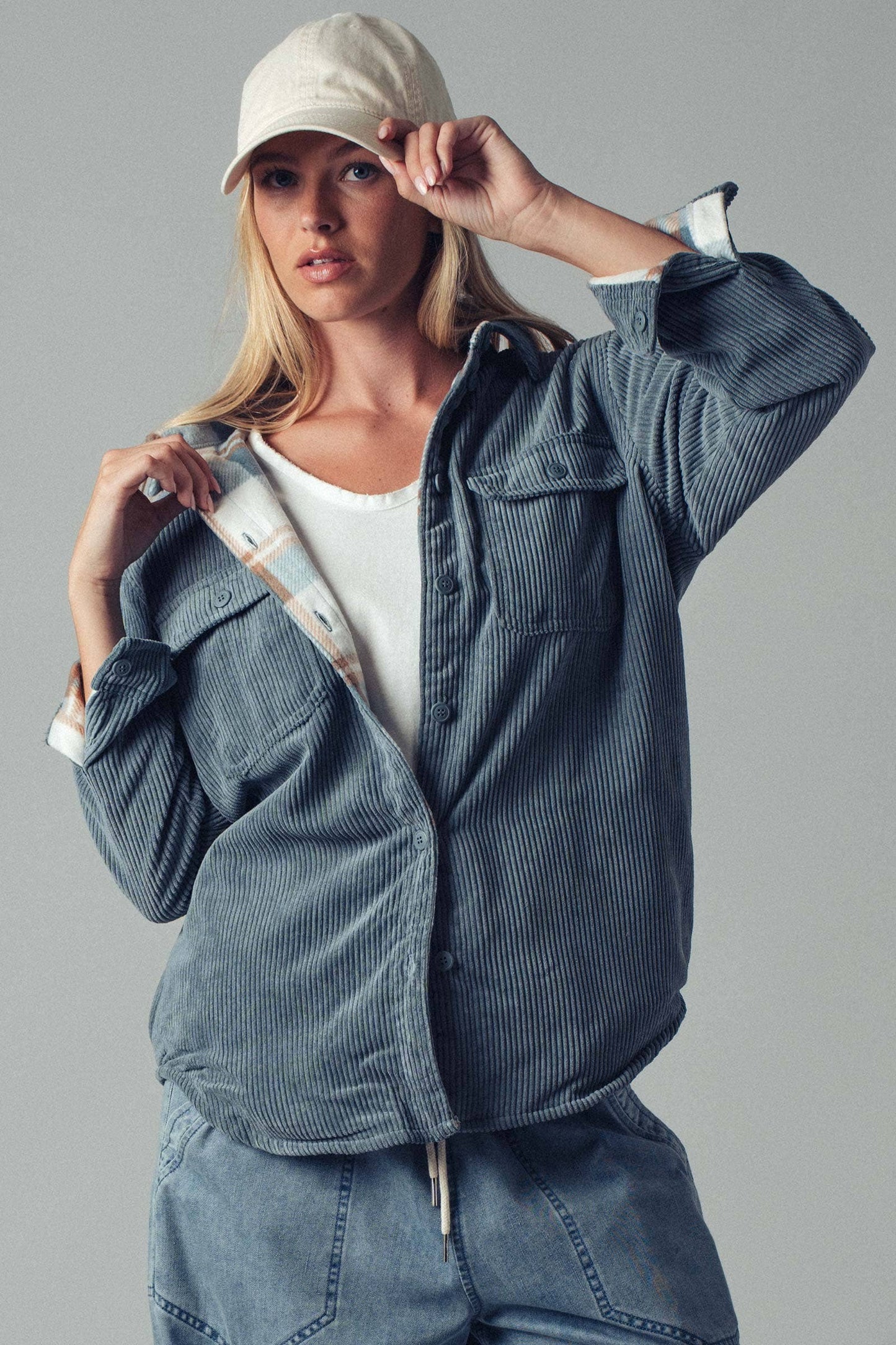 Burgundy Plaid Corduroy Flannel Shacket