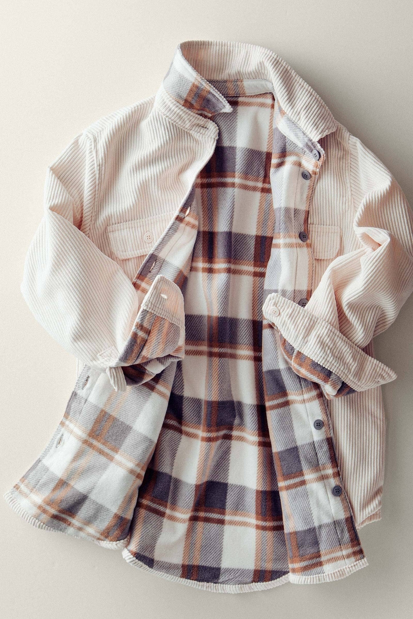 Burgundy Plaid Corduroy Flannel Shacket