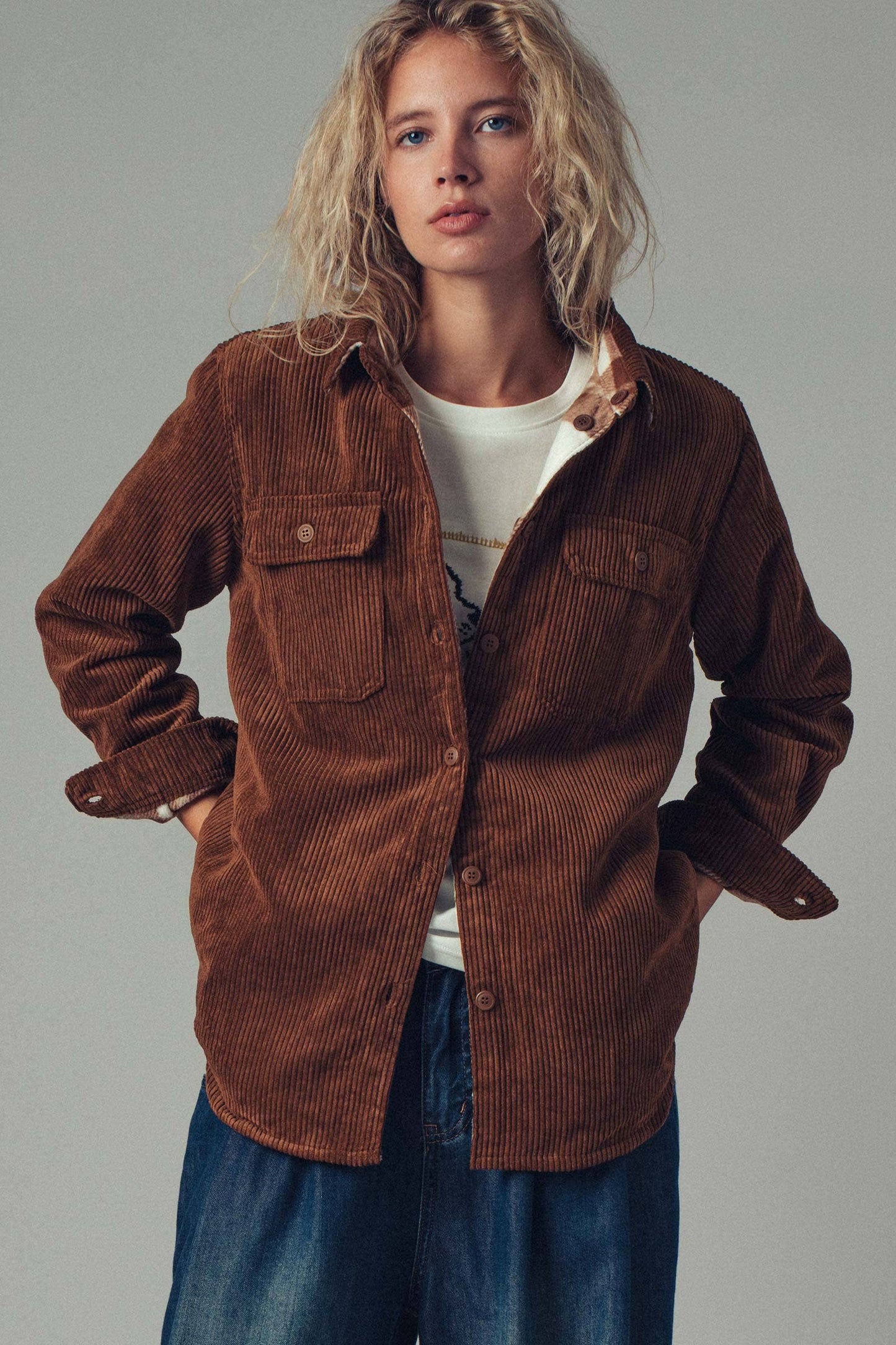 Burgundy Plaid Corduroy Flannel Shacket